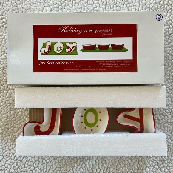 Living Quarters JOY Holiday Serving Dish Bowls Platter - Picture 2 of 11
